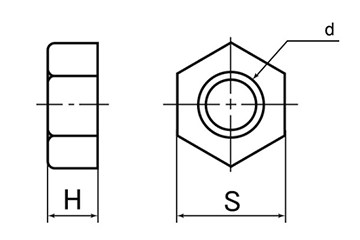 レニー(高強度ナイロン)六角ナット (乳白色)の寸法図