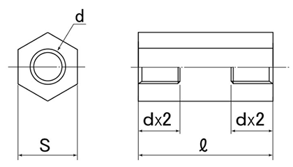 ピーク(樹脂製) スペーサーナット(高ナット)の寸法図