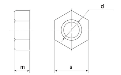 PP(ポリプロピレン)(樹脂製)六角ナットの寸法図
