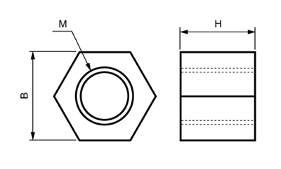KYOUJIN(強靭性樹脂) 六角ナット(防錆、絶縁性)の寸法図