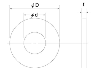 ポリスライダー平座金 (ワッシャー)(0.25t)の寸法図