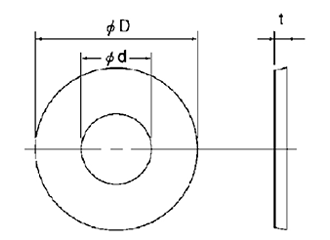 ポリスライダー平座金 (ワッシャー)(0.50t)の寸法図
