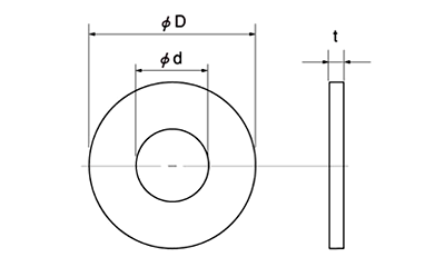 ポリスライダー平座金 (ワッシャー)(0.80t)の寸法図