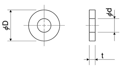 ポリスライダー平座金 (ワッシャー)(特寸 0.80t)の寸法図