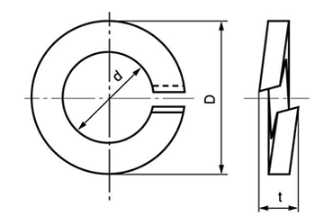 FRP(ガラスエポキシ樹脂) ばね座 (スプリングワッシャー)(黒色)の寸法図