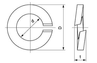 FRP(ガラスエポキシ樹脂) ばね座 (スプリングワッシャー)(黒色)(太平品)の寸法図