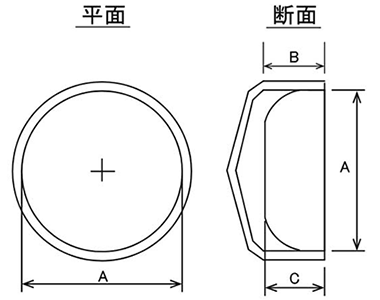 ナベ小ねじ用キャップ (なべ頭被せ用)(軟質塩化ビニール・タケネ品)の寸法図