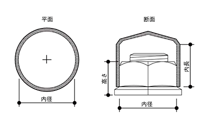 タケネ フランジナット用カバー(黒色)(軟質塩化ビニール・PVC)の寸法図