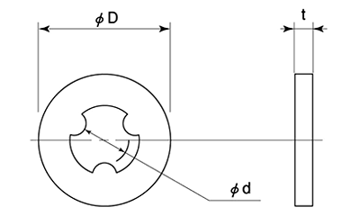 ナイロン セットワッシャー特別寸法 (座金組込ねじ用)の寸法図