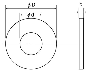 FRP (ガラスエポキシ樹脂)平座金 (ワッシャー)(黒色)の寸法図