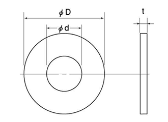 FRP (ガラスエポキシ樹脂)平座金 (ワッシャー)(黒色)(太平品)の寸法図
