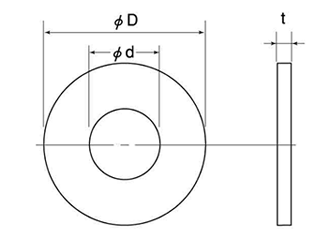 FRP(VE)(ガラスビニールエステ樹脂) 平座金 (ワッシャー)(太平品)の寸法図