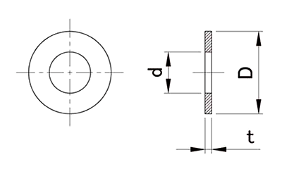シリコンゴムワッシャー (丸型平座金)の寸法図