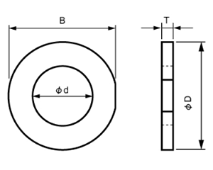 KYOUJIN(強靭性樹脂) 平座金 (ワッシャー)(防錆、絶縁性)の寸法図