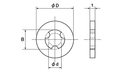 テフロン(PTFE・樹脂製) 平座金(座金組込ねじ用)の寸法図