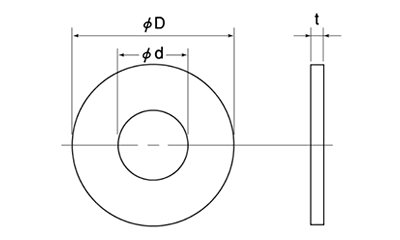 絶縁ロスナワッシャー平座金 (厚み1.0)(高耐熱性・断熱・電気絶縁性)の寸法図