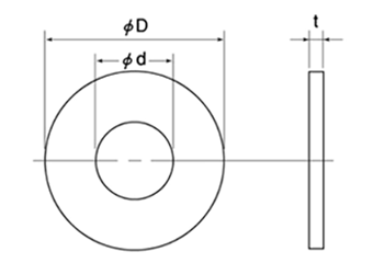 絶縁ロスナワッシャー平座金 (厚み3.0)(高耐熱性・断熱・電気絶縁性)の寸法図