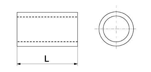 耐熱絶縁スリーブ (硬質無焼成集成マイカ)(つば無しタイプ)の寸法図