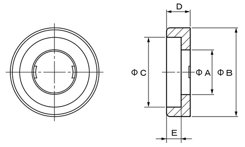 ナイロン6(PA) 飾りワッシャー(007-2)(平ビス用・平型)の寸法図