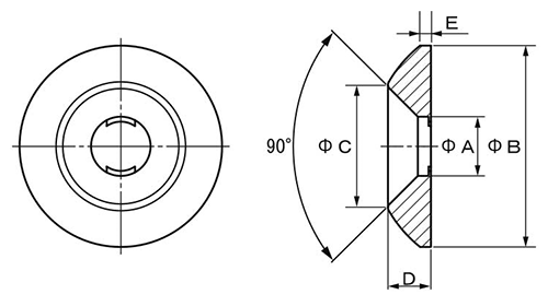 ナイロン6(PA) 飾りワッシャー(007-3)(皿ねじ用・トラス型)の寸法図