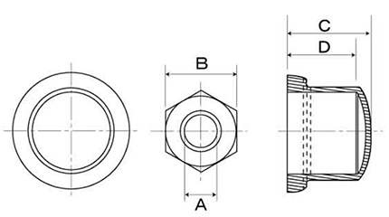 六角ナット用キャップ (白色)(ポリエチレン製)の寸法図