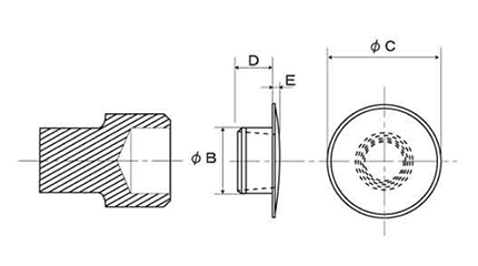 六角穴付きボルト用 キャップ(黒色)(ポリエチレン製)の寸法図