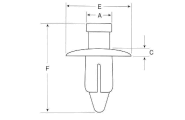 ニフコ プッシュリベット(樹脂製リベット)の寸法図