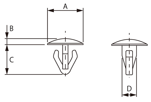 ニフコ アンカークリップ (樹脂製クリップ)の寸法図