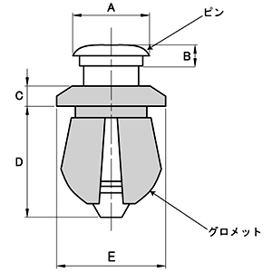 ニフコ ニフラッチ(樹脂製リベット)(ピン type3)の寸法図
