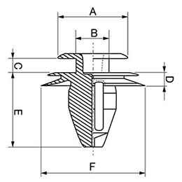 ニフコ トリムクリップの寸法図