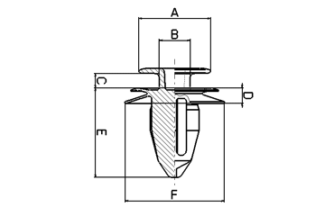 ニフコ トリムクリップ(逆パンチ穴用)の寸法図