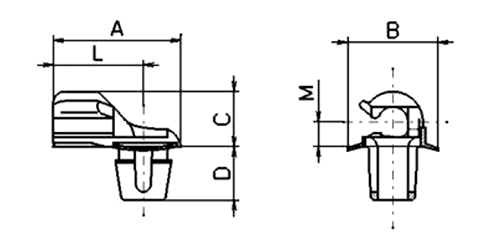 ニフコ リンケージブッシング (スライドロックタイプ)の寸法図
