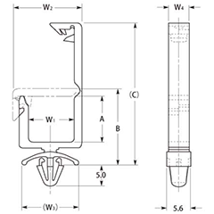 66ナイロン ワイヤーサドル ロックタイプ (PLWS・定格 85℃)(ナチュラル色 配線クランプ)の寸法図