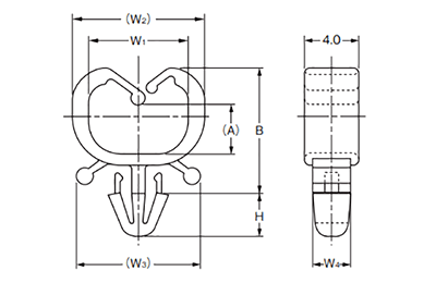 ナイロン6 ハーネスクリップ (HC)(小配線用/ナチュラル色)の寸法図