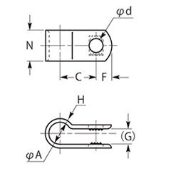 46ナイロン ハイヒートクリップ 耐熱タイプ (SL-H)(白色 配線クランプ)の寸法図