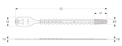 ポリエチレン ミニベルトB 簡易束線バンド(最大内径φ30)(B)(ナチュラル色)の寸法図