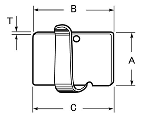 鉄 ピタック ステッカー(両面テープ付き留金具)の寸法図