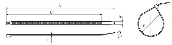 DKソーラーバンド(11ナイロン) TDK黒色 (デンカエレクトロン品)の寸法図