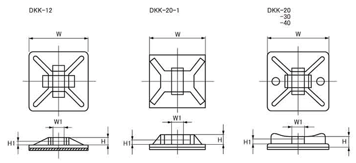 粘着式固定具(66ナイロン) DKK乳白 (デンカエレクトロン品)の寸法図