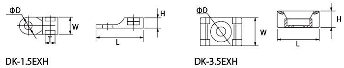 超耐熱結束バンド固定具(46ナイロン) DK(メロングリーン)(デンカエレクトロン品)の寸法図