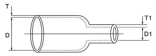 サンイチ チューブ CC 黒色(3：1熱収縮チューブ)(デンカエレクトロン品)の寸法図