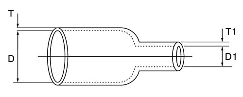ロクイチ チューブ CF 黒色 (6：1熱収縮チューブ)(デンカエレクトロン品)の寸法図