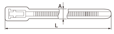 リピートタイ(ポリプロピレン耐薬品) RF-PPの寸法図