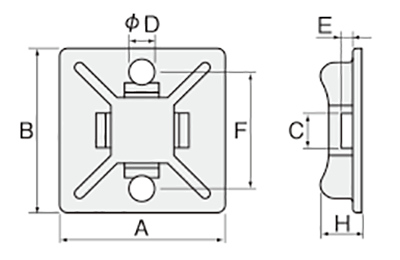 マウントベース(ビス止めタイプ)(66ナイロン) MBの寸法図