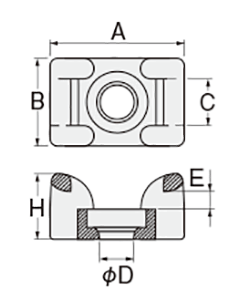 タイマウントKR (66ナイロン耐熱)KR-HSの寸法図
