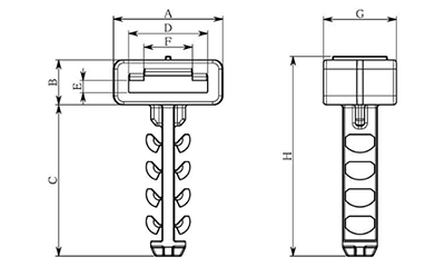 樹脂製 コンクリートアンカー(配線簡単固定具)(CA1)(ヘラマンタイトン製)の寸法図