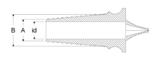 岩田製作所 円錐プラグ GVM (シリコン)(脱落を防止する排気口付)の寸法図