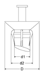 岩田製作所 円錐プラグ (皿ザグリ用) GGF (シリコン)の寸法図