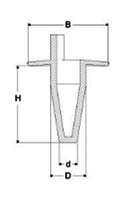 岩田製作所 円錐プラグ (フランジ付/ツマミ付) GKM (シリコン)(中空仕様)の寸法図