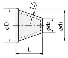 岩田製作所 円錐プラグJ HBJE-B (EPDM/黒)(中空仕様)の寸法図